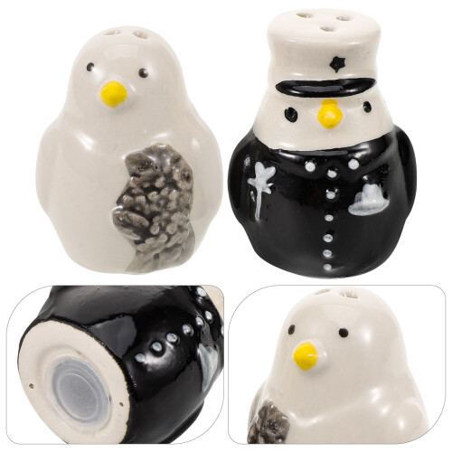 2pcs Ceramic Penguin Salt Shaker Jar Spice Container 2