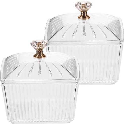 2pcs Sweets Jars Candy Jar Sugar Snacks Bowl With Lid
