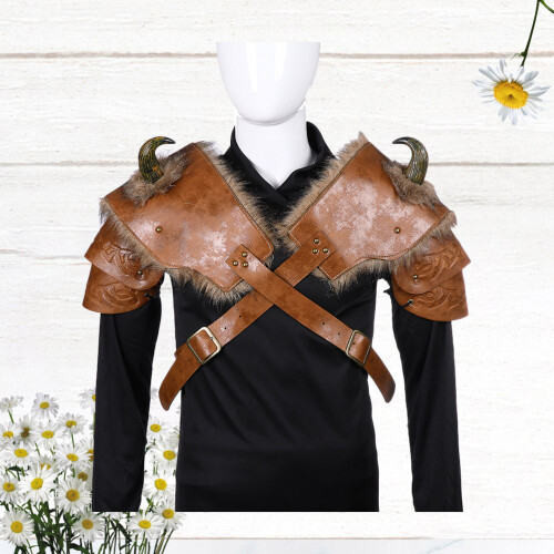 2 Pcs Viking Pauldrons Armor PU Shoulder Medieval Costume 2