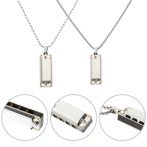 2pcs Harmonica Pendant Necklace Zinc Alloy 2