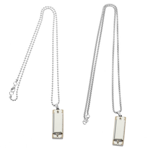 2pcs Harmonica Pendant Necklace Zinc Alloy