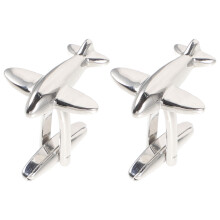 1Pair Silver Copper Men's Airplane Cufflinks Business Suit Shirt Studs