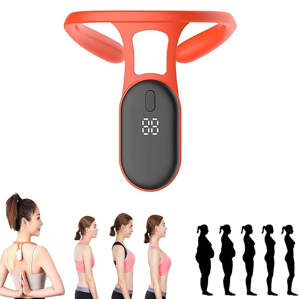 Orange Smart Corrector For Hunchback 2-Pack Portable Neck Lymphatic Soothing Instrument, Vibrating Back Posture Monitor,