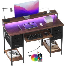 Office Desk with LED & Power Outlets 120x50 Modern Gaming Desk BEXEVUE