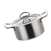 1Set Stainless Steel Hot Pot Stockpot Two-Flavor Design with Glass Lid
