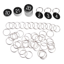 50pcs Plastic Round Numbered Key Tags with Key Rings for Hotel