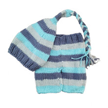 Striped Knit Hat and Pants Baby Shower Costume for Newborn 1 Month