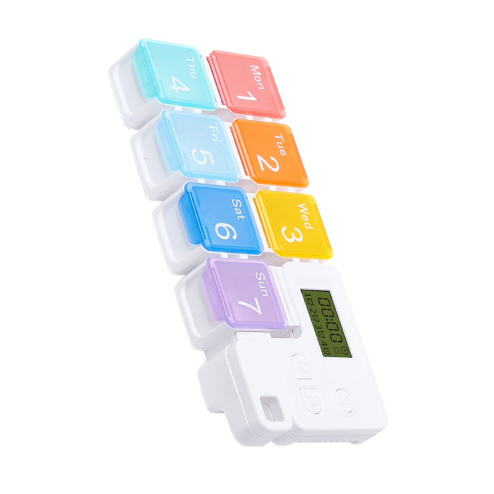 Aboofan 1Pc 7 Compartments Pill Box Portable Smart Medicine Case
