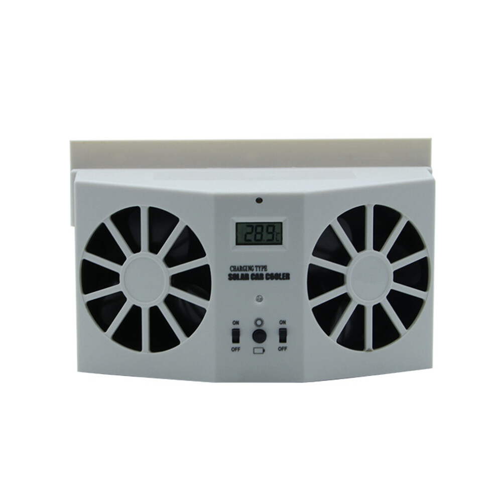 Solar Dual Car Exhaust Fan Rechargeable Ventilation System White 3212306607419