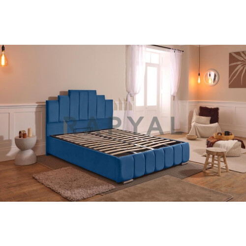 (Single, Blue) Manhattan Bedframe with Optional Ottoman Storage - Sophisticated & Functional