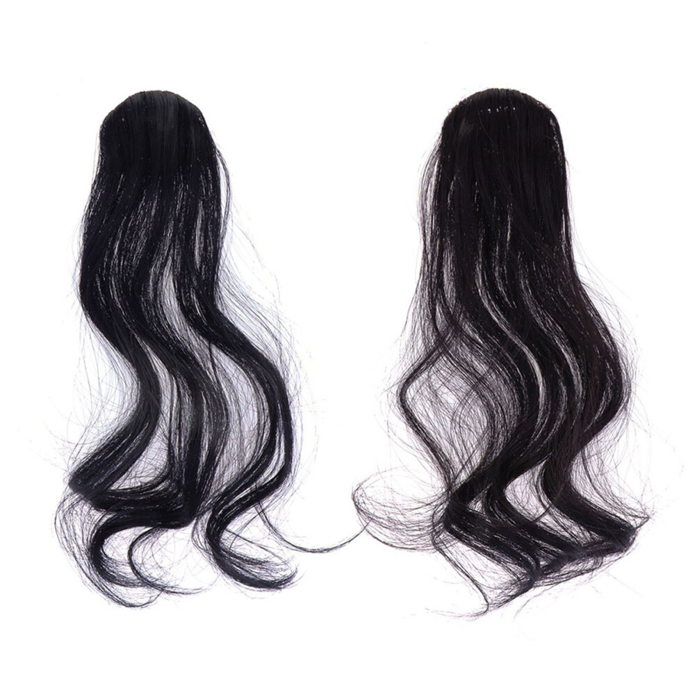 Totority Unisex 2Pcs Artificial Curly Bangs Long Wig High Temp Fiber