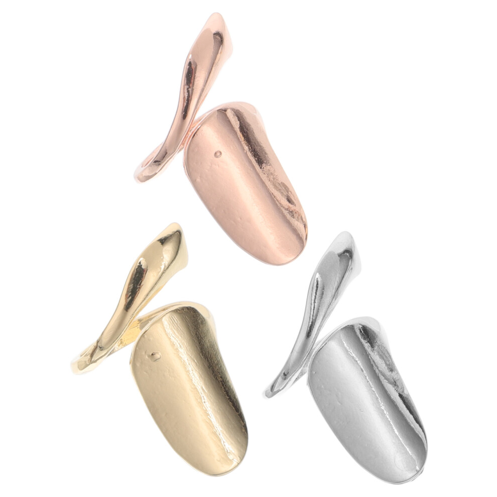 Ohphcall 3Pcs Alloy Fingertip Rings For Women Men Nail Jewelry Decor Manicure