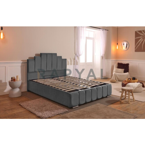 (Single, With Ottoman, Grey) Manhattan Bedframe with Optional Ottoman Storage - Sophisticated & Functional