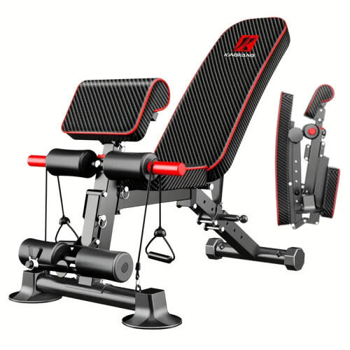 Adjustable Weight Bench for Full Body Exercise - Foldable, Multifunctional, Black&Red (1pc) 1