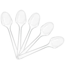 100pcs Transparent Plastic Spoons for Ice Cream Dessert