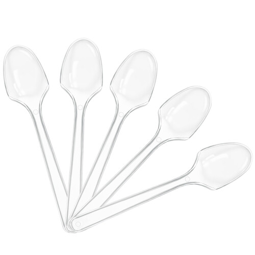 100pcs Transparent Plastic Spoons for Ice Cream Dessert