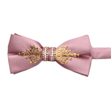 Rhinestones Bowtie for Business Event Wedding Tie Shirt- pinka