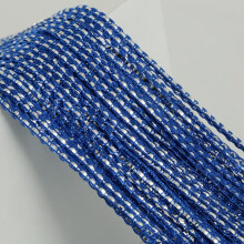 Crystal Flash Line Shiny Tassel String Door Curtain Royal Blue 100x200cm Rod Pocket With Silver Wire Window Divider