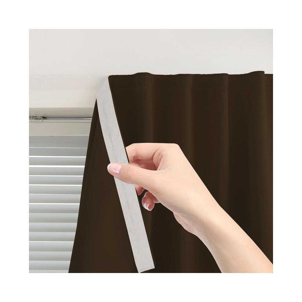 (Coffee Brown, W:35inch*H:40inch) Blackout Curtains- Premium Polyester Thermal Insulated Energy Saving Noise Reducing Set of 2 Rod Pocket Panels Block-image-OPC-PKHQQ5N-NEW