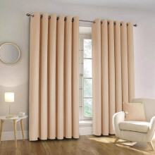(Beige, 66" x 84" (Single Panel)) Blackout Curtains- Premium Polyester Thermal Insulated Energy Saving Noise Reducing Set of 2 Rod Pocket Panels Block Sunlight 90 to 92% for
