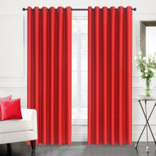 (Red, W 90" x L 90" (2 Panels)) Blackout Curtains- Premium Polyester Thermal Insulated Energy Saving Noise Reducing Set of 2 Rod Pocket Panels Block Sunlight 90 to 92% for