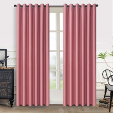 (Blush Pink, W 46" x L 54" (2 Panels)) Blackout Curtains- Premium Polyester Thermal Insulated Energy Saving Noise Reducing Set of 2 Rod Pocket Panels Block Sunlight 90 to 92% for