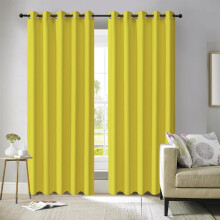 (Yellow Mustard, W 46" x L 72" (2 Panels)) Blackout Curtains- Premium Polyester Thermal Insulated Energy Saving Noise Reducing Set of 2 Rod Pocket Panels Block Sunlight 90 to 92% for