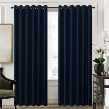 (Navy, W 90" x L 90" (2 Panels)) Blackout Curtains- Premium Polyester Thermal Insulated Energy Saving Noise Reducing Set of 2 Rod Pocket Panels Block Sunlight 90 to 92% for