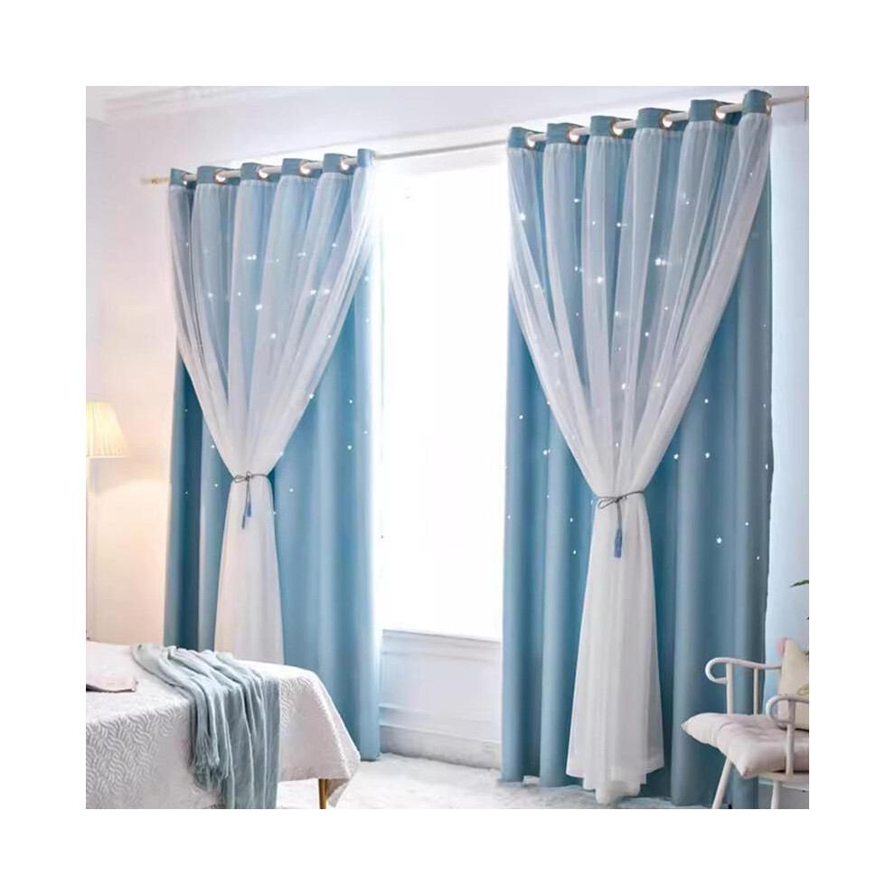 (Blue, 39"W x 79"Lï¼100 x 200cmï¼) Blackout Curtains- Premium Polyester Thermal Insulated Energy Saving Noise Reducing Set of 2 Rod Pocket Panels Bl-image-OPC-PKHQT7S-NEW