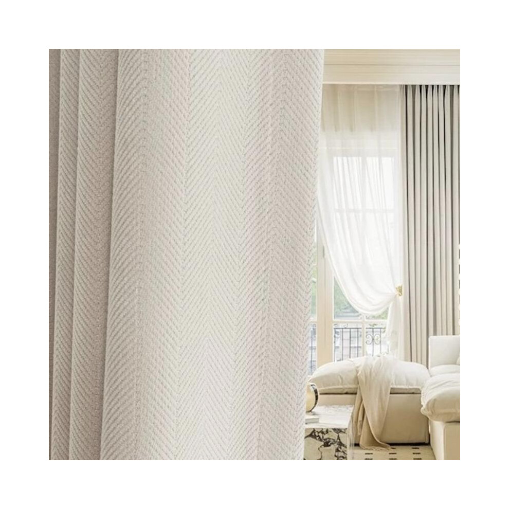 (Cream White, 52"W x 72"Lï¼132 x 183cmï¼) Blackout Curtains- Premium Polyester Thermal Insulated Energy Saving Noise Reducing Set of 2 Rod Pocket Pa-image-OPC-PKHQTN2-NEW