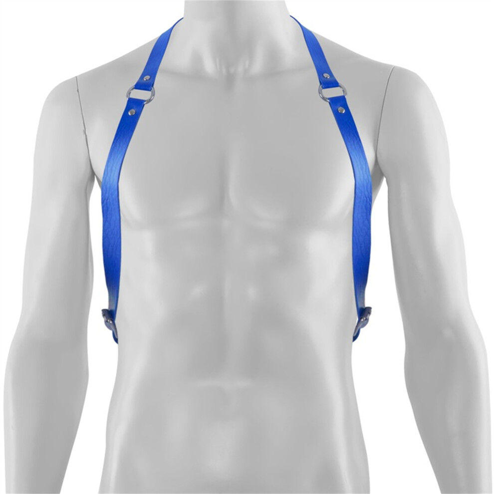 Punk Harness Strap Adult Unisex Cosplay Costume PU-Royal Blue