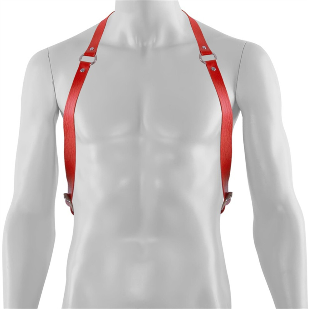 Punk Harness Strap Adult Unisex Cosplay Costume PU Brace-Red