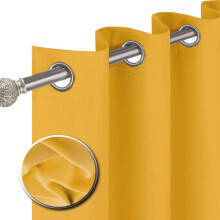 (Ochre Yellow, 90" Width x 54" Drop) Blackout Curtains- Premium Polyester Thermal Insulated Energy Saving Noise Reducing Set of 2 Rod Pocket Panels Block Sunlight 90 to 92% for