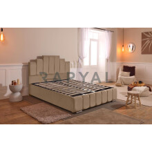 (King, Beige) Manhattan Bedframe with Optional Ottoman Storage - Sophisticated & Functional