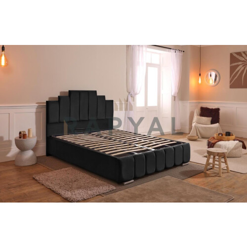 (King, Black) Manhattan Bedframe with Optional Ottoman Storage - Sophisticated & Functional