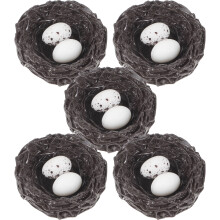 5pcs Mini Resin Bird Nests With Eggs For Home Decor
