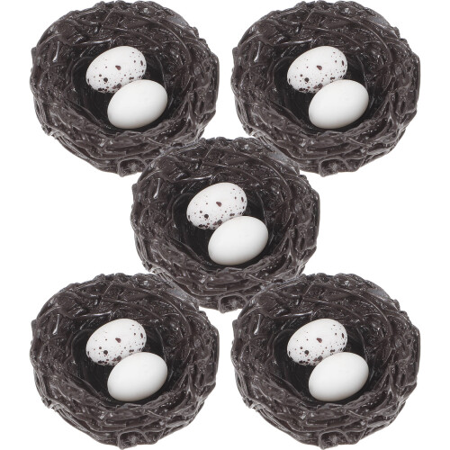 5pcs Mini Resin Bird Nests With Eggs For Home Decor