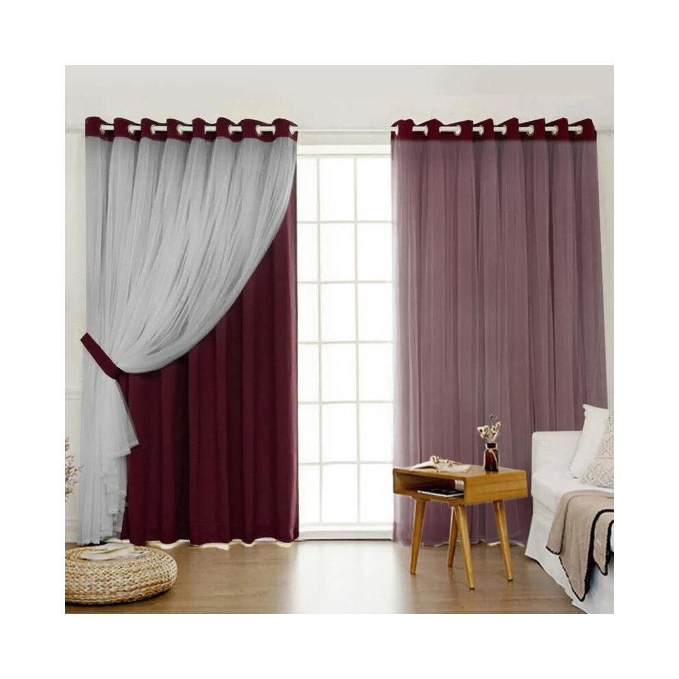 (burgundy, 98"W x 102"Lï¼250 x 260cmï¼) Blackout Curtains- Premium Polyester Thermal Insulated Energy Saving Noise Reducing Set of 2 Rod Pocket Pane-image-OPC-PKHR2PR-NEW