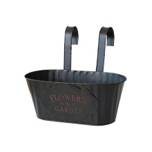 Hanging Flower Pots Metal Iron Wall Mounted Window Box Planter Oval Black Finish For Outdoor Plants
