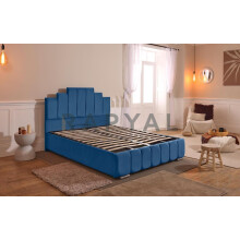 (King, With Ottoman, Blue) Manhattan Bedframe with Optional Ottoman Storage - Sophisticated & Functional