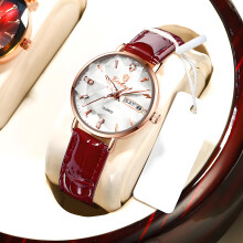 (Red skin - rose gold - white skin - rose nails) Fashionable diamond-crystal quartz watches, Instagram-style ladies' watches