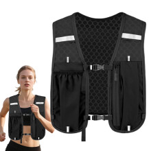 Flowing Water Vest Trail Running Vest For Women Backpack With Pockets Lightweight Chest Pack Black A