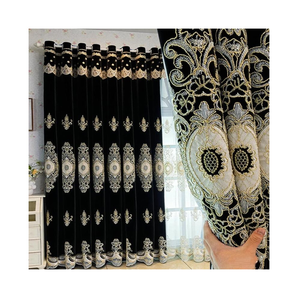 (Black, 98"W x 79"Lï¼250 x 200cmï¼) Blackout Curtains- Premium Polyester Thermal Insulated Energy Saving Noise Reducing Set of 2 Rod Pocket Panels B-image-OPC-PKHR6FB-NEW