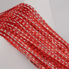 100x200cm Crystal Flash Line Tassel String Door Curtain with Silver Wire, Red Room Divider Window Panel, Rod Pocket