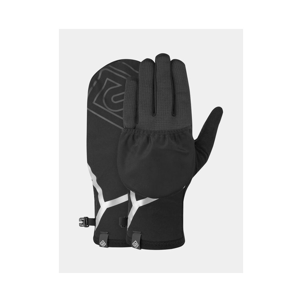 Ronhill Running Gloves – Wind-Block Convertible Glove Thermal & Reflective - Black - M
