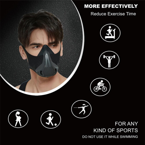 Altitude Training Mask Loop Experience Running Mask Breathing Trainer Dusk Mask Black M 2