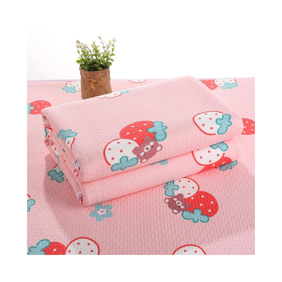 Washable Incontinence Bed Pads For Kids & Adults, Waterproof Mattress Protector, Reusable Underpad, Strawberry 150*200cm