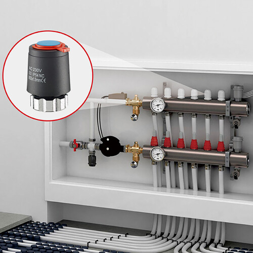 Electric Thermal Actuator Normally Closed/Open Floor-Open 230V 1