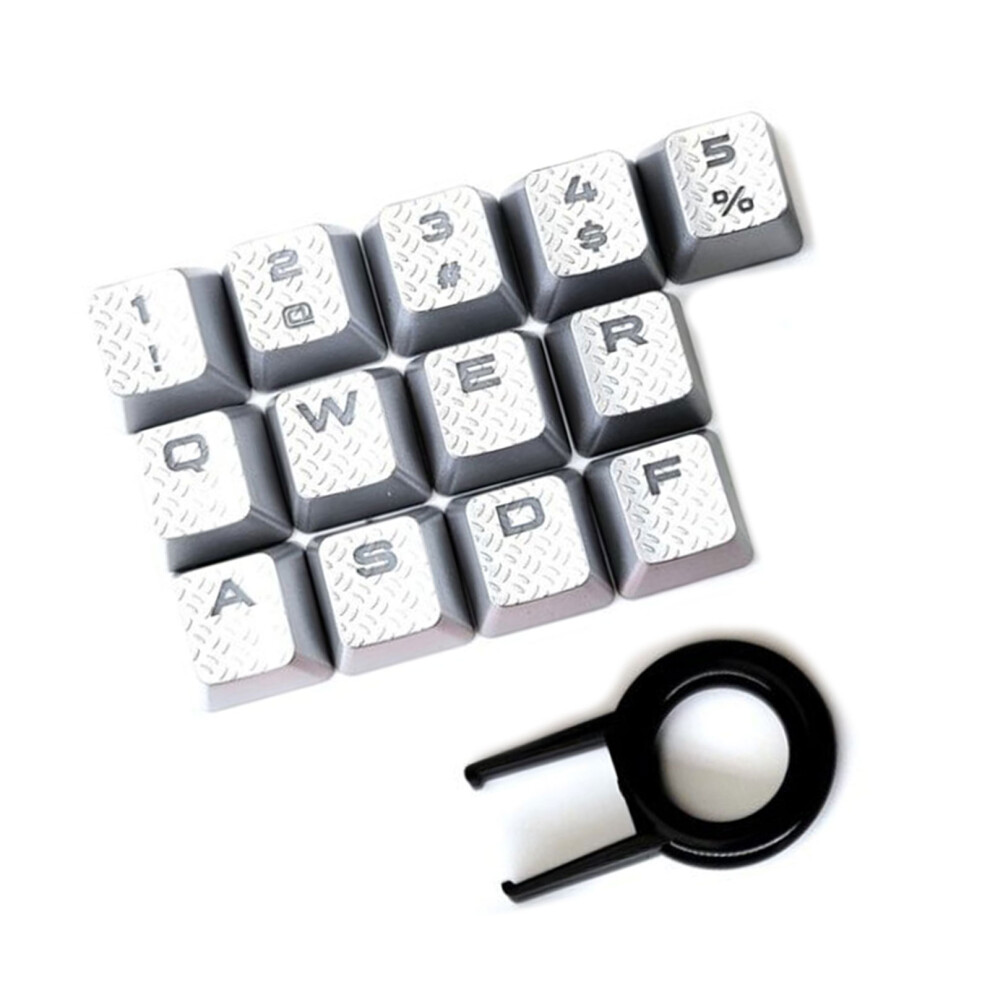 13Pcs Oem Keycaps With Textured Surfaces For Improved- Silver 7751000192976