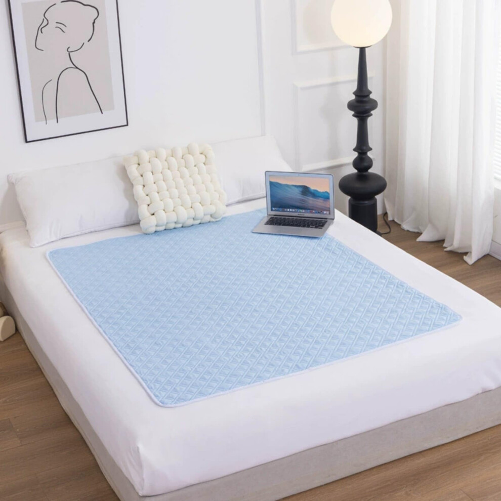 Bed Protectors for Reusable Incontinence Pad Waterproof Mattress Protector Absorbent Washable Non Slip Light Blue 80x120cm